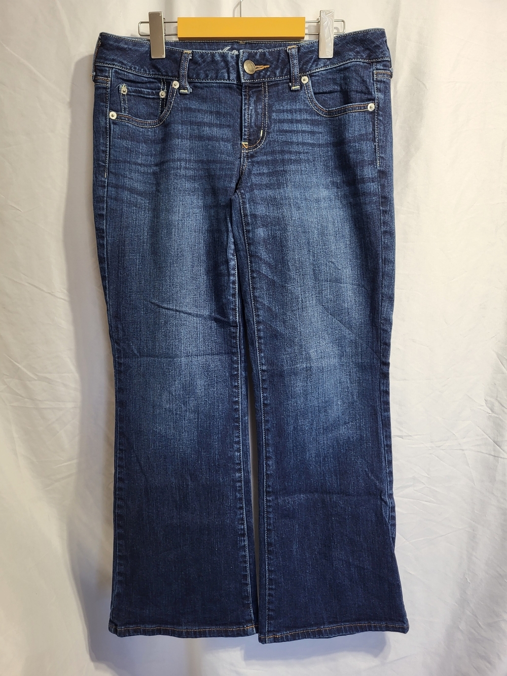 American Eagle Outfitters Dark Blue Flare Jeans, Size 10 (waist 32)**see Notes